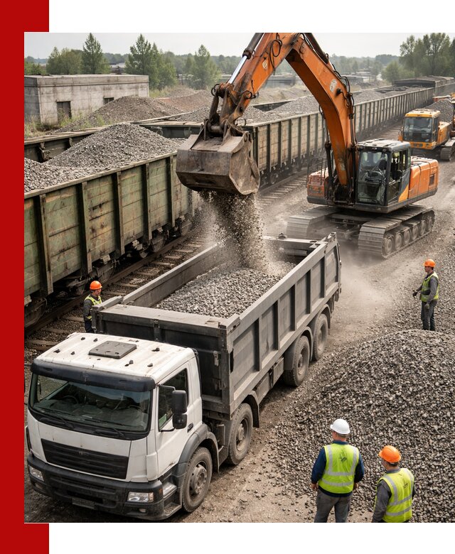 Железнодорожный щебень фракция 25–60 для поставок в Владимире