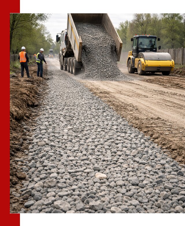 Доставка щебня для отсыпки дорог в Владимире высокого качества