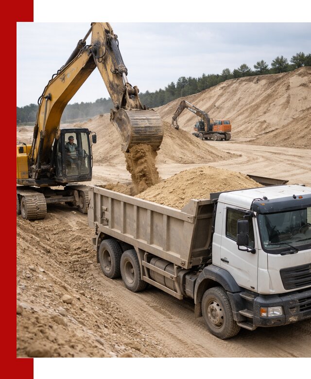 Доставка карьерного песка с самосвалами и разгрузкой в Владимире