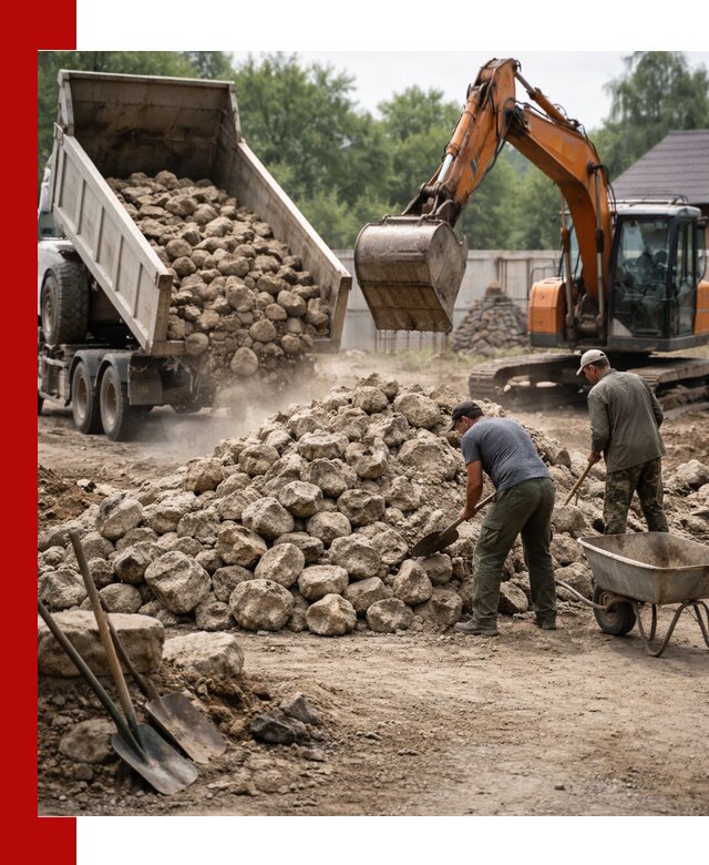 Доставка и разгрузка бутового камня в Владимире