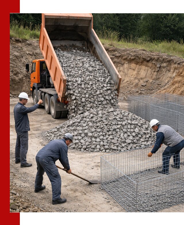 Камень для габионов с доставкой в Владимире быстро и надёжно