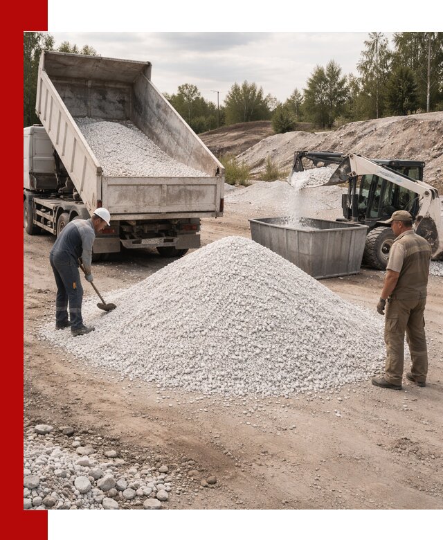 Доставка и продажа белой мраморной крошки в Владимире