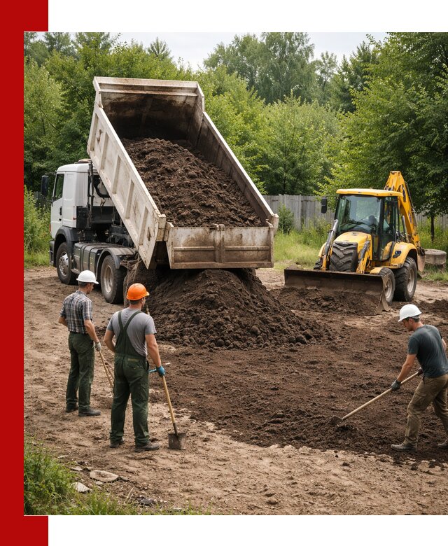 Доставка и укладка грунта для выравнивания участка в Владимире
