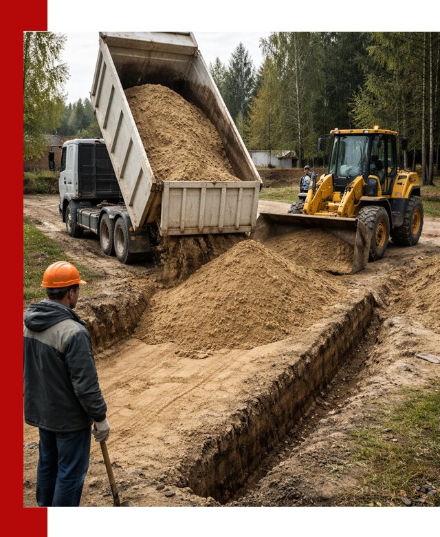 Доставка песчаного грунта в Владимире для строительных работ
