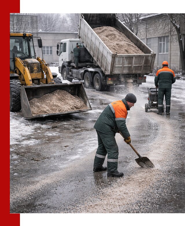 Реагент против гололеда с доставкой и нанесением в Владимире