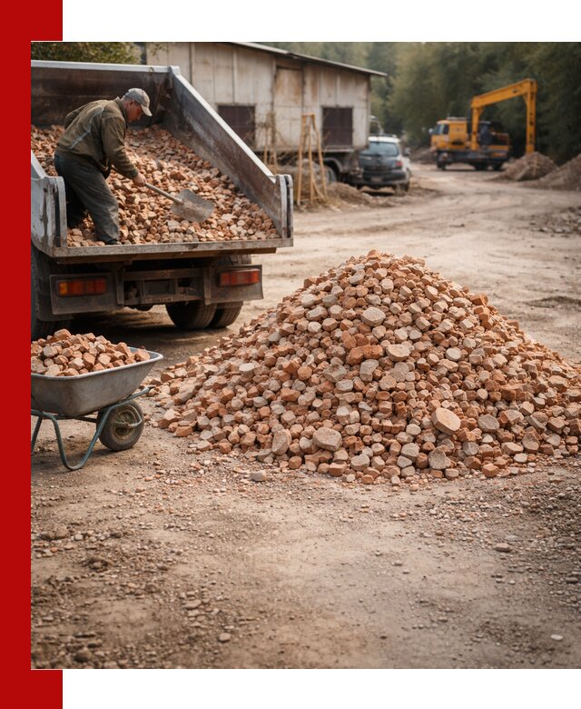 Доставка и подушка из боя кирпича с разгрузкой в Владимире