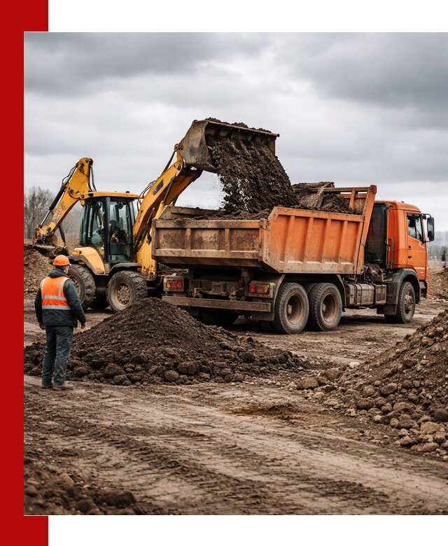 Вывоз грунта и строительного мусора в Владимире грузовыми самосвалами