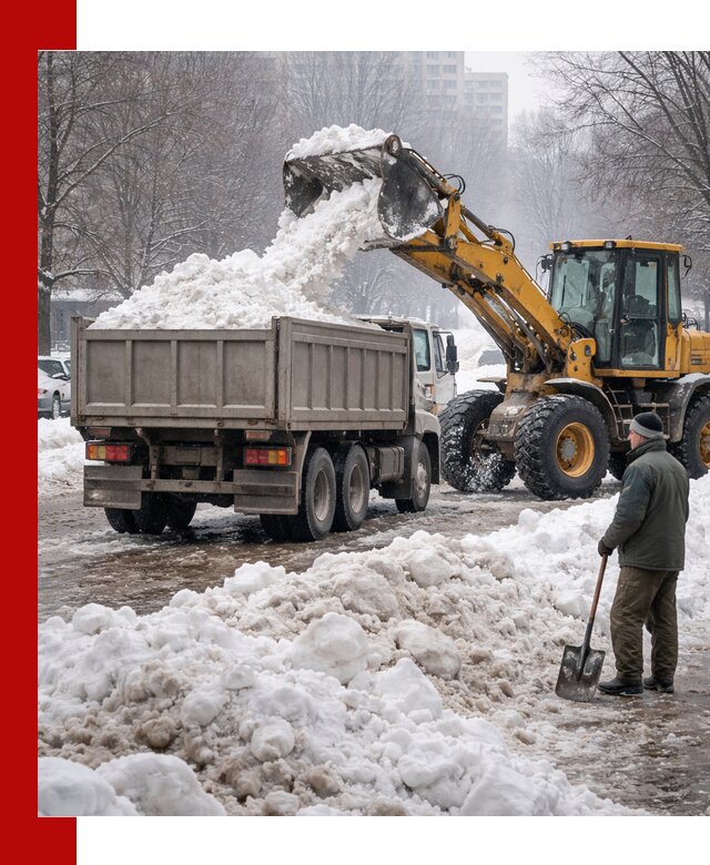 Вывоз снега грузовой техникой в Владимире оперативно и чисто