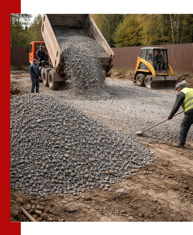 Отсыпка участка щебнем с доставкой и уплотнением в Владимире